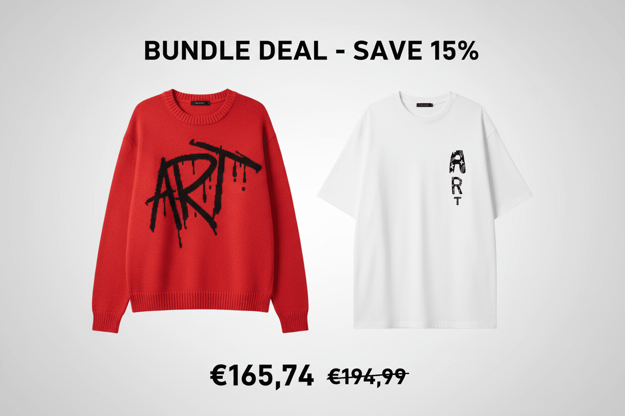ART Knitted Sweater + Oversized High Neck T-Shirt Bundle - TheNationcommunity