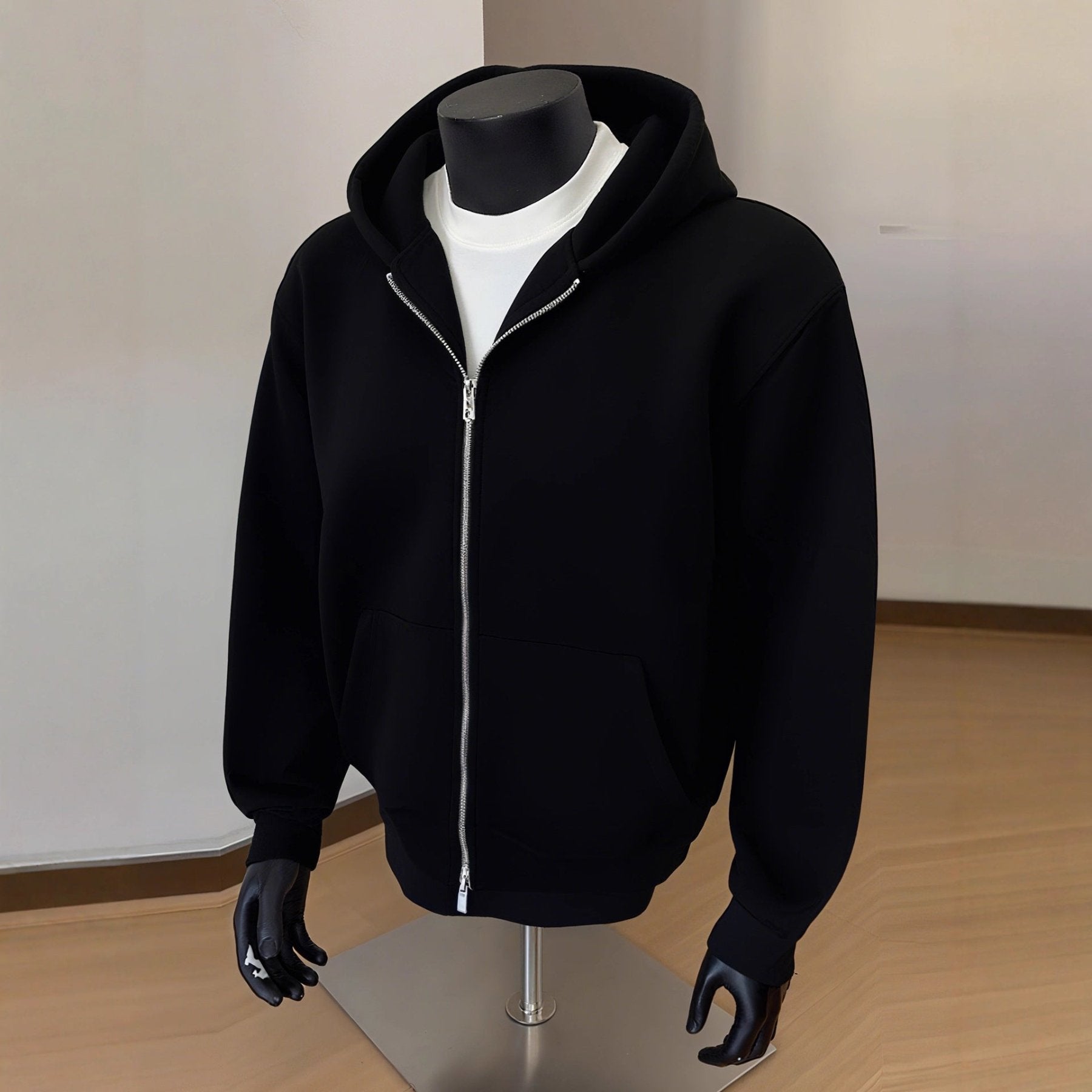 TNC - Mens Solid - Color Cardigan Hoodie With Double - Zipper Closure - TheNationcommunity