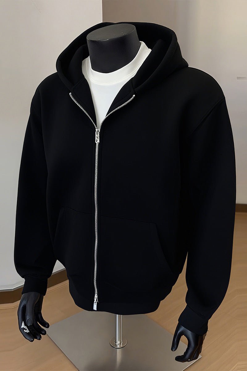 TNC - Mens Solid - Color Cardigan Hoodie With Double - Zipper Closure - TheNationcommunity