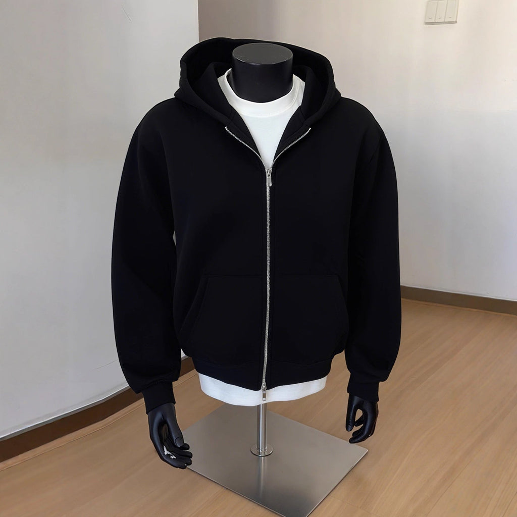 TNC - Mens Solid - Color Cardigan Hoodie With Double - Zipper Closure - TheNationcommunity