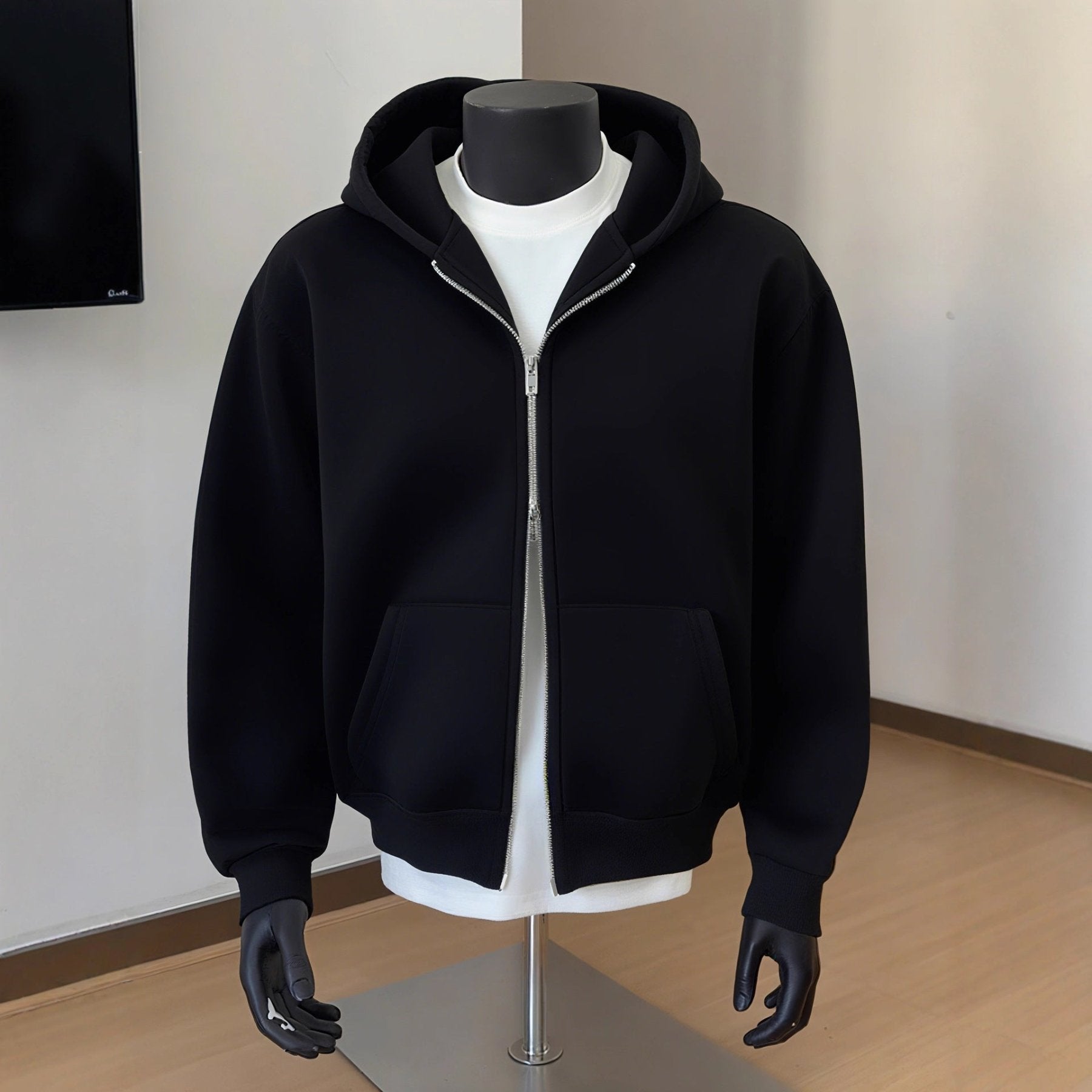 TNC - Mens Solid - Color Cardigan Hoodie With Double - Zipper Closure - TheNationcommunity
