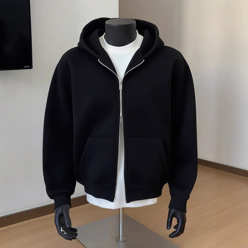 TNC - Mens Solid - Color Cardigan Hoodie With Double - Zipper Closure - TheNationcommunity
